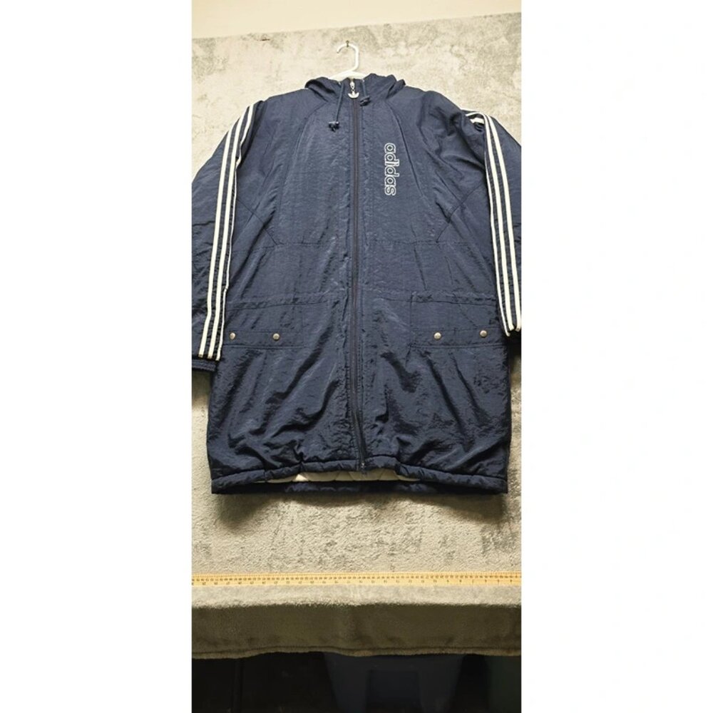 Vintage Adidas Stadium Insulated Puffer Jacket Unisex 2XL Blue Hooded Full Zip